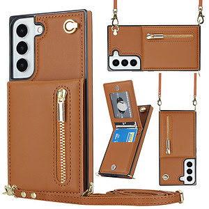 Solidenz Fashion Wallet hoesje met koord Samsung Galaxy S22 – Bruin