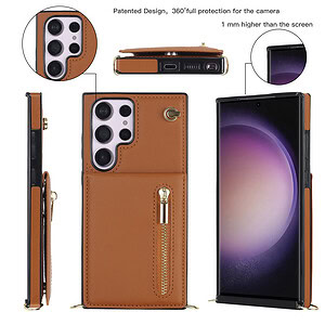 Fashion Portemonnee hoesje met koord Samsung Galaxy S23 Ultra - Bruin 2