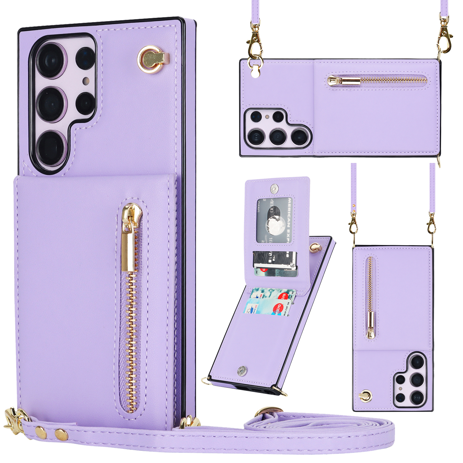 variatie Solidenz Fashion Portemonnee hoesje met koord Samsung Galaxy S24 Ultra – Violet