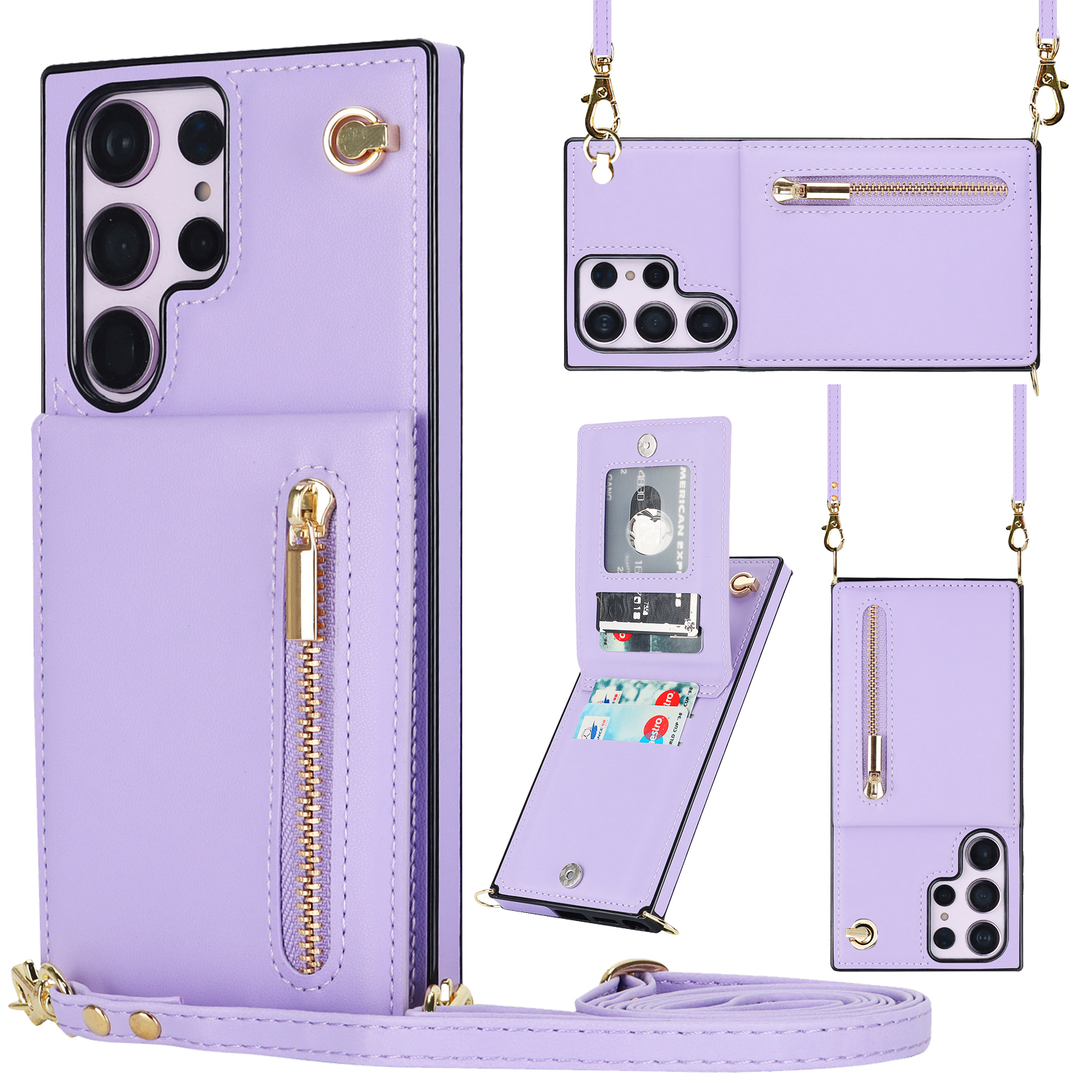 Fashion Portemonnee hoesje met koord Samsung Galaxy S23 Ultra - Violet 1