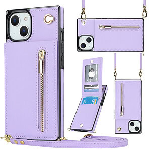 Fashion Portemonnee hoesje met koord iPhone 14 – Violet