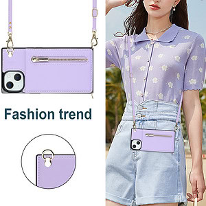 Fashion Portemonnee hoesje met koord iPhone 13 - Violet 3