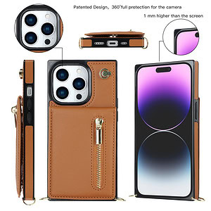 Fashion Portemonnee hoesje met koord iPhone 14 Pro Max - Bruin 2