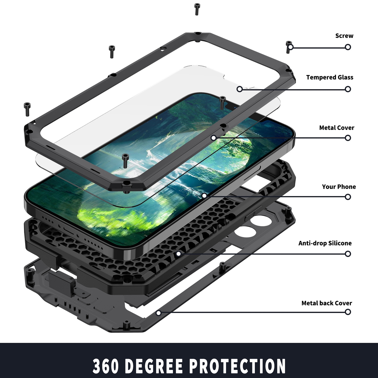 Guess iPhone 17 Pro Max Backcover hoesje - 4G - Big Metal Logo - Zwart - NT Mobiel Accessoires