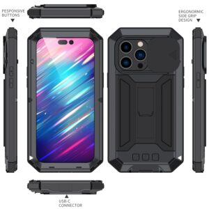 Fonu Stofdicht metalen hoes iPhone 14 Pro Max - Zwart 2