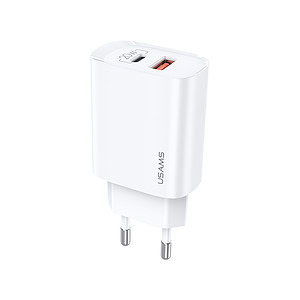 USAMS 20W Adapter met snellaadfunctie - USB-A en USB-C poort - Wit 1