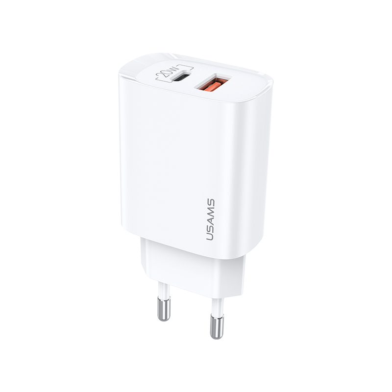 variatie USAMS 20W Adapter met snellaadfunctie – USB-A en USB-C poort – Wit