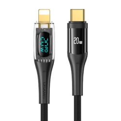 USAMS 20W USB-C naar Lightning kabel 1.2m - Digitaal Display - Zwart