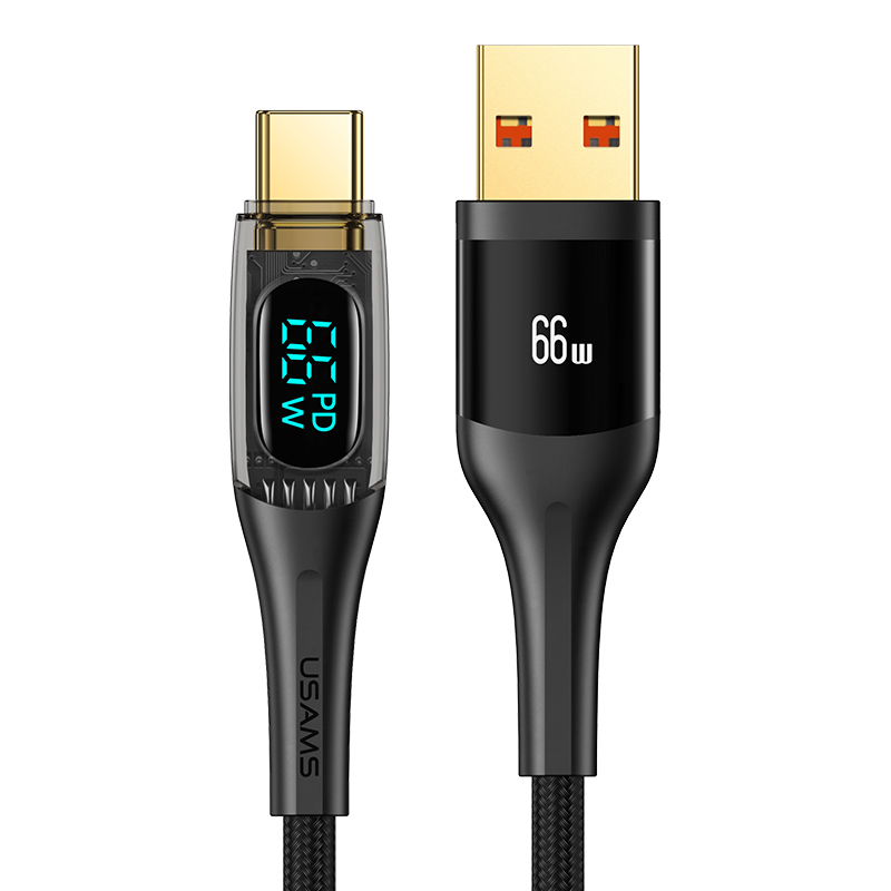 USAMS 66W USB-A naar USB-C kabel 1.2m - Digitaal Display 1