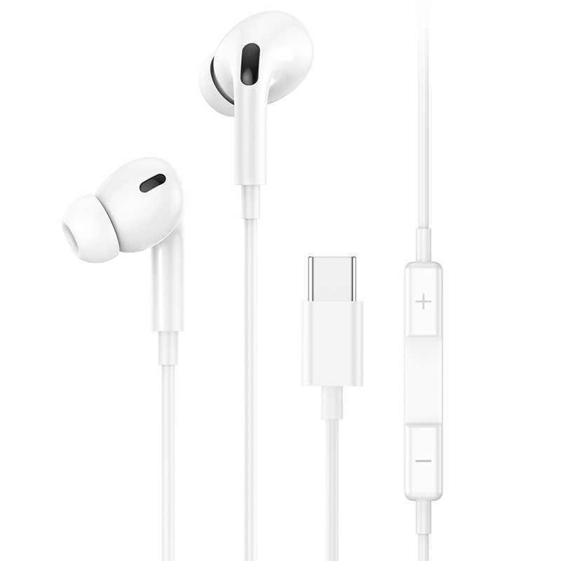 USAMS Bedrade In-Ear Oordopjes 1.2m - USB-C aansluiting - Wit