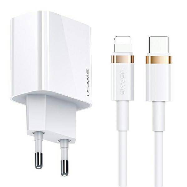 USAMS USB-C naar Lightning - 20W Snellader - Kabel en Stekker - 1.2m 1