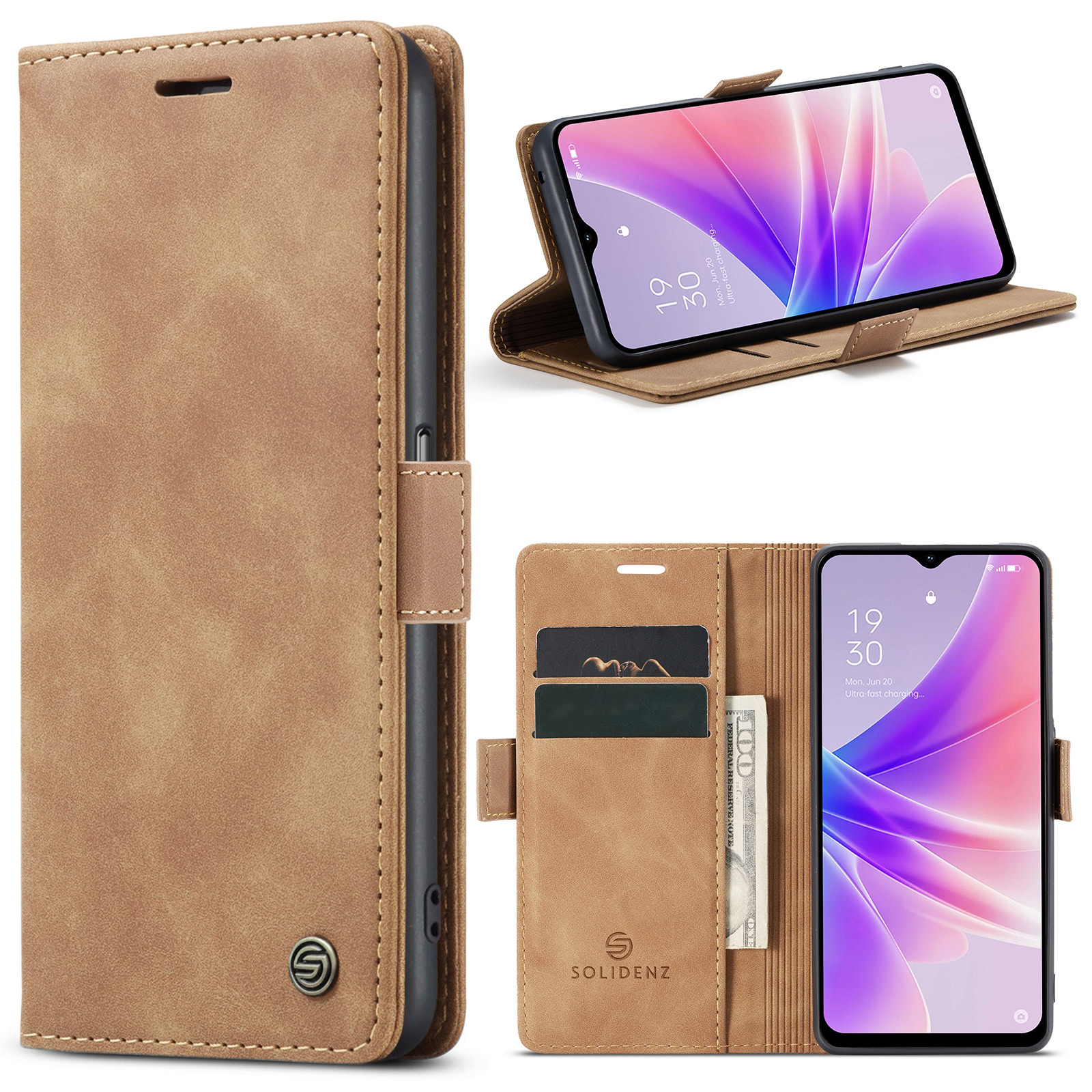 Solidenz Urban Book Oppo A77 5G hoesje – Bruin 1