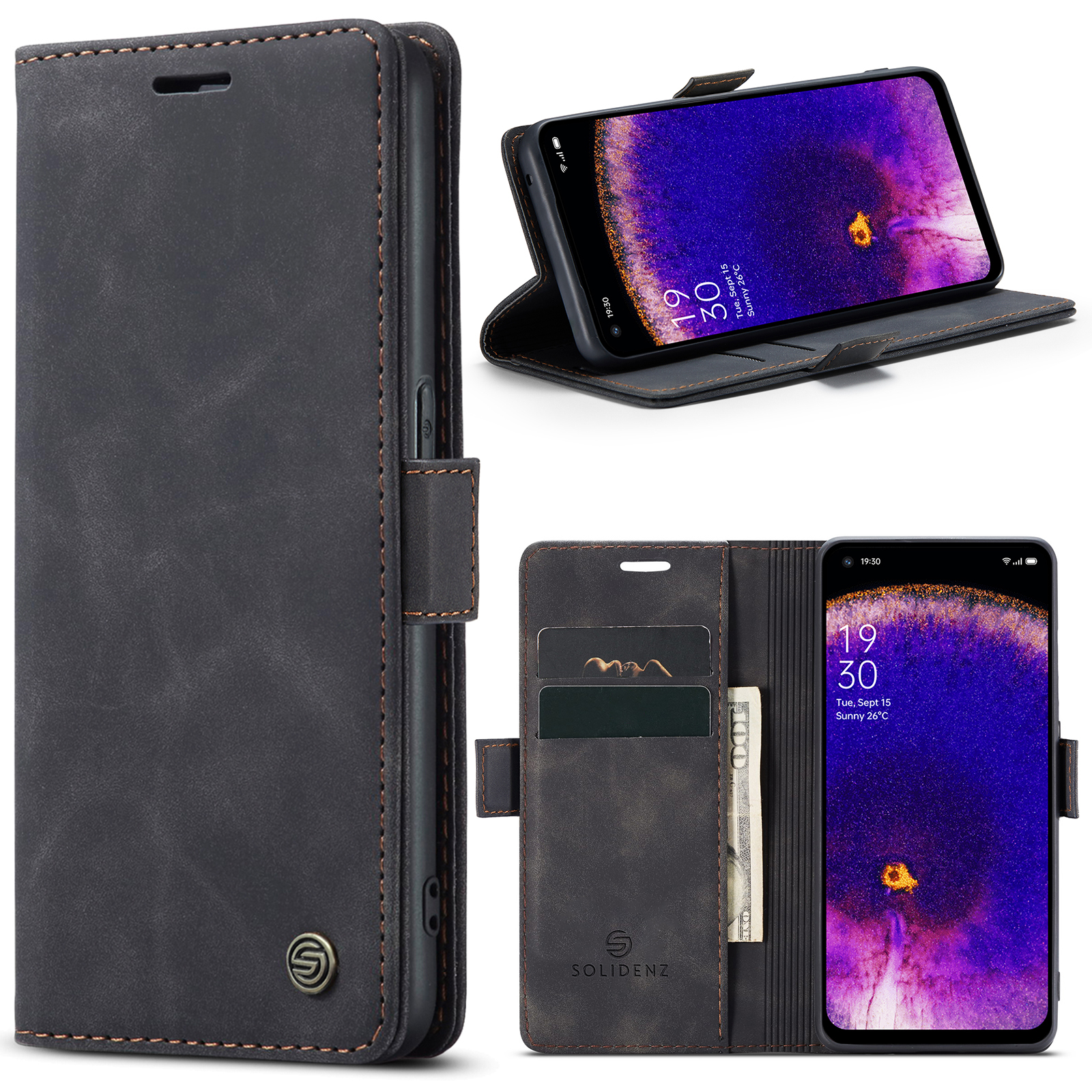 variatie Solidenz Urban Book Oppo Find X5 Lite hoesje – Zwart