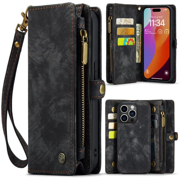 Solidenz Urban Wallet iPhone 14 Pro hoesje - Zwart