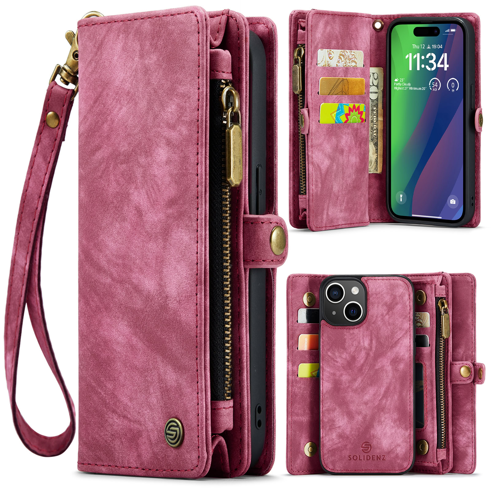 Solidenz Urban Wallet iPhone 15 Plus hoesje - Rood Main Image