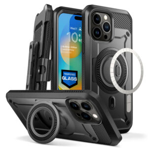 Supcase UBMag iPhone 15 Pro hoesje met screenprotector – Zwart