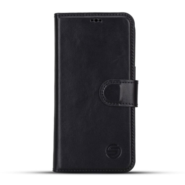 Solidenz Moda Book iPhone 15 Plus echt leren hoesje - Zwart