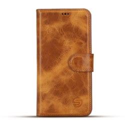 Solidenz Moda Book iPhone 14 Pro Max echt leren hoesje - Lichtbruin