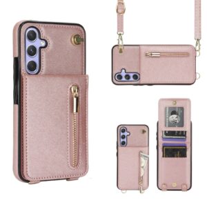 Solidenz Fashion Wallet hoesje met koord Samsung Galaxy A54 - Roségoud