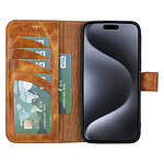 Solidenz Moda Book iPhone 14 Pro Max echt leren hoesje - Lichtbruin - 3