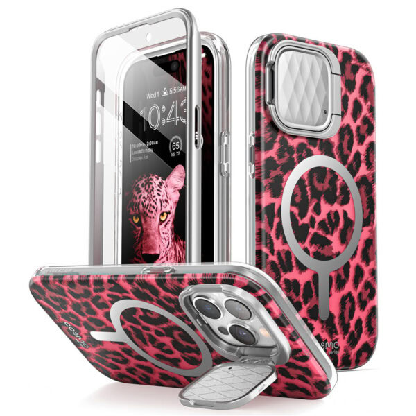 Cosmo iPhone 15 Pro Max Mag Case met Screen protector - Roze luipaard