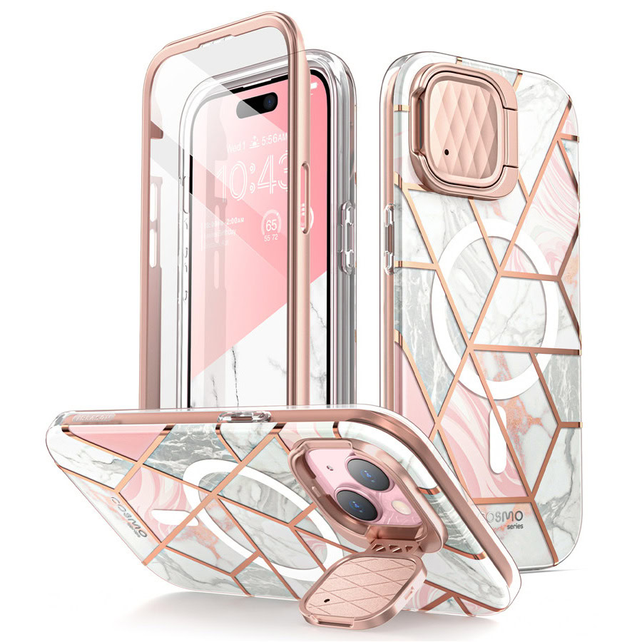 variatie Cosmo iPhone 15/14/13 Mag Case met Screen protector – Marmer