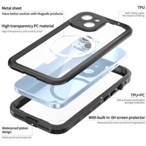 Volledig waterdicht en stofdicht hoesje iPhone 15 - Magnetische ring 3