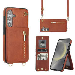 Solidenz Fashion Portemonnee hoesje met koord Samsung Galaxy S25 - Bruin