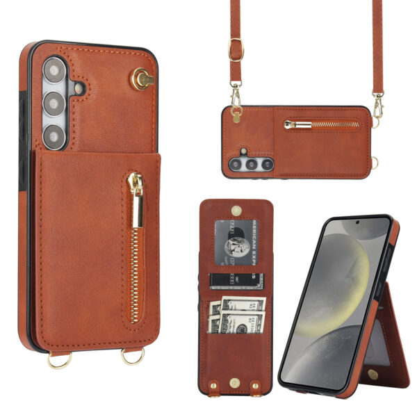 Solidenz Fashion Portemonnee hoesje met koord Samsung Galaxy S25 - Bruin