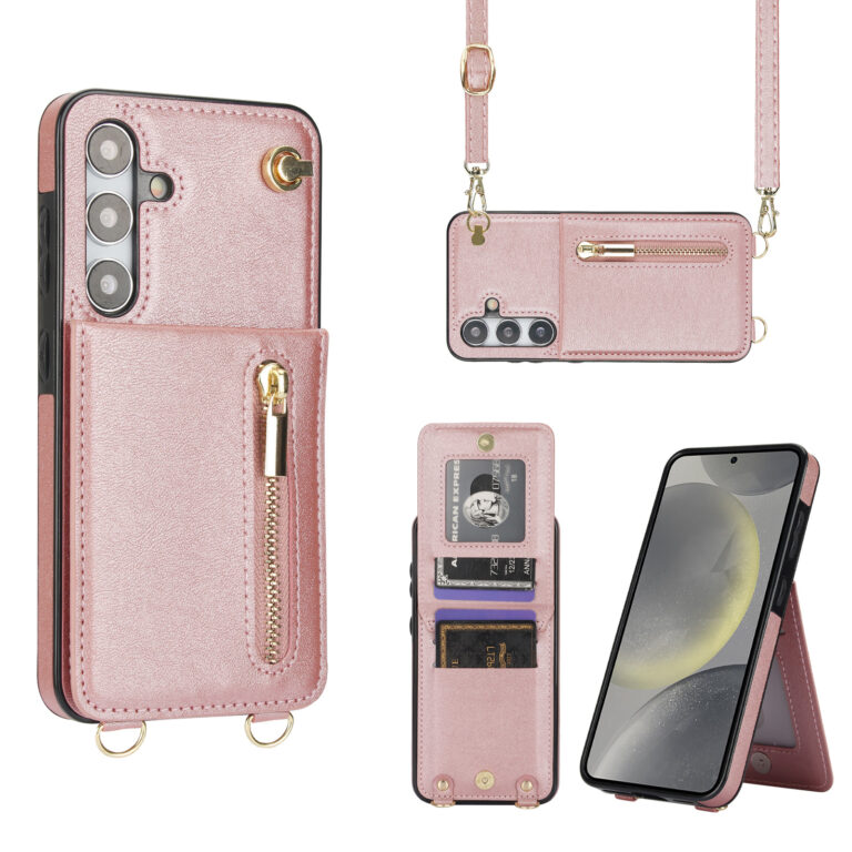 Solidenz Fashion Portemonnee hoesje met koord Samsung Galaxy S25 - Roségoud
