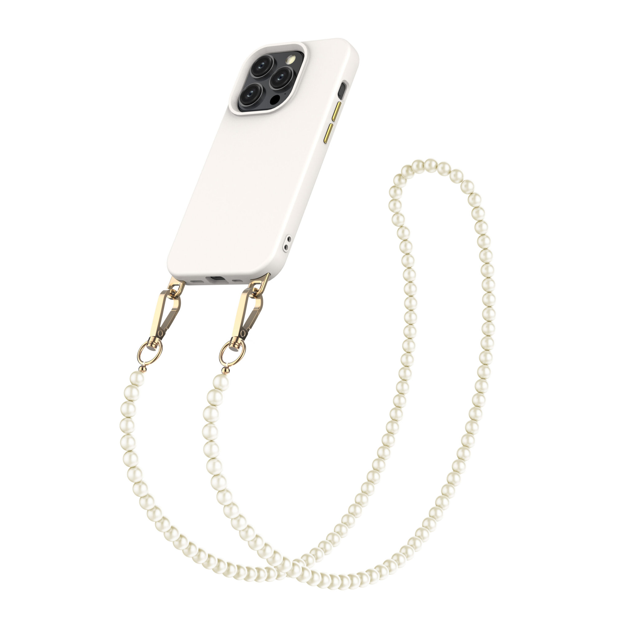 variatie Solidenz Collection iPhone 15 Pro hoesje met afneembare koord – Creme Pearls