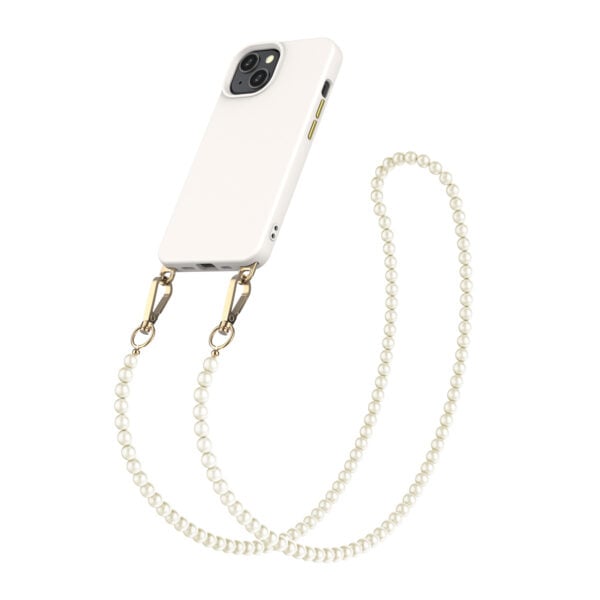 Solidenz Collection iPhone 15 Plus hoesje met afneembare koord - Creme Pearls