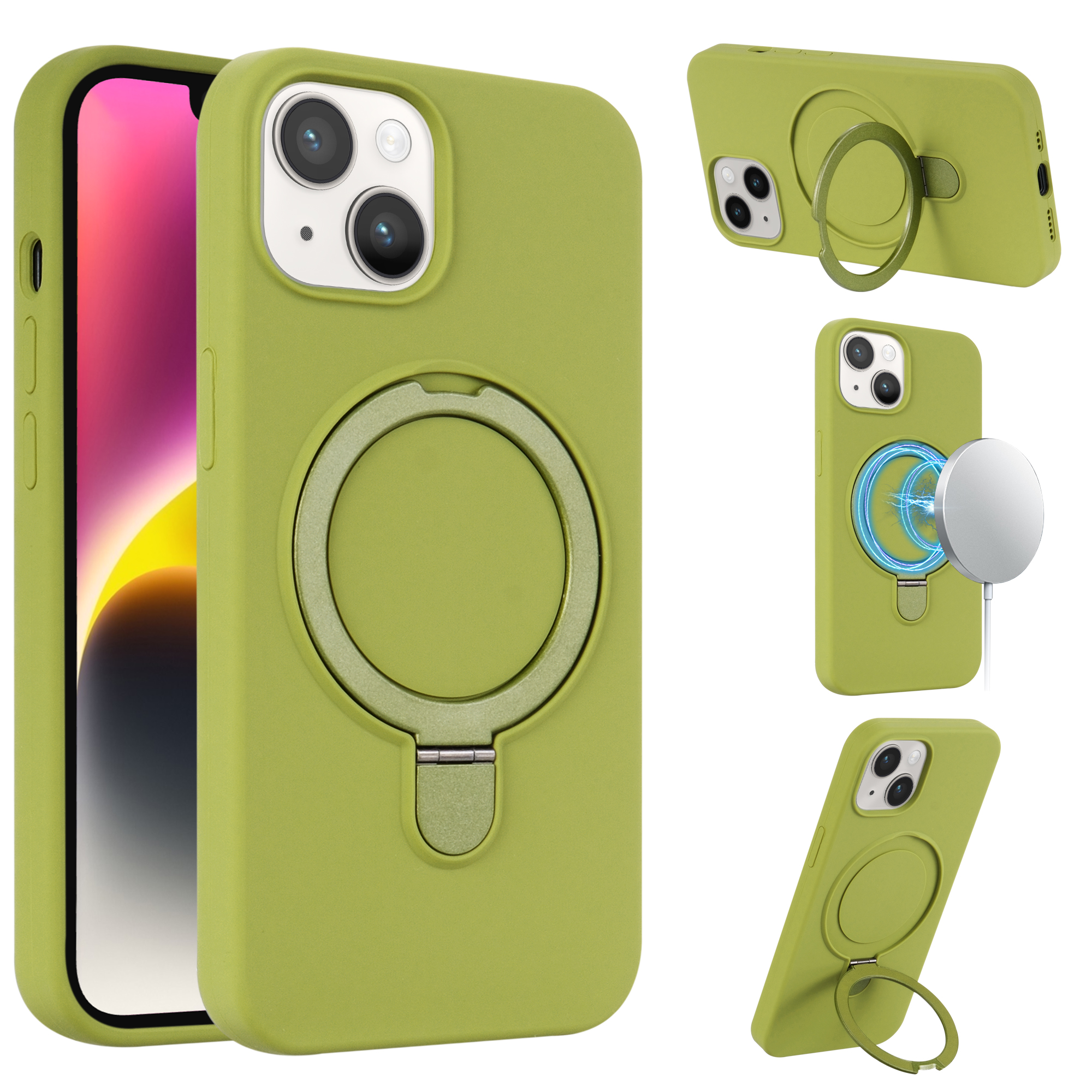 Magnetisch siliconen hoesje iPhone 13 - Groen Main Image