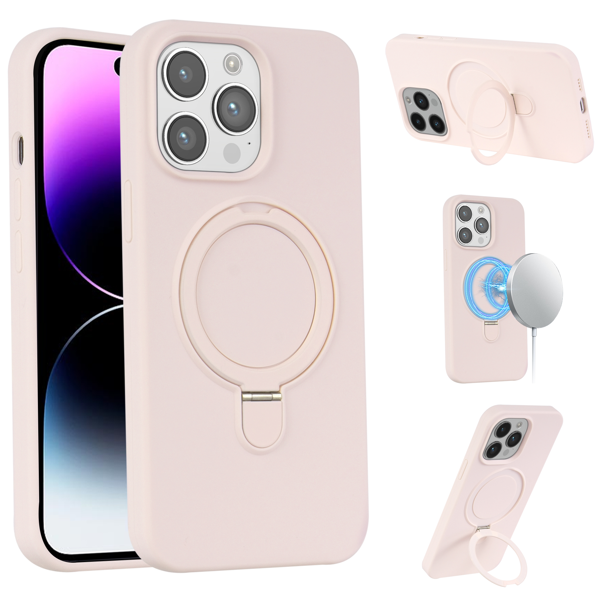 variatie Magnetisch siliconen hoesje iPhone 12 / 12 Pro – Roze