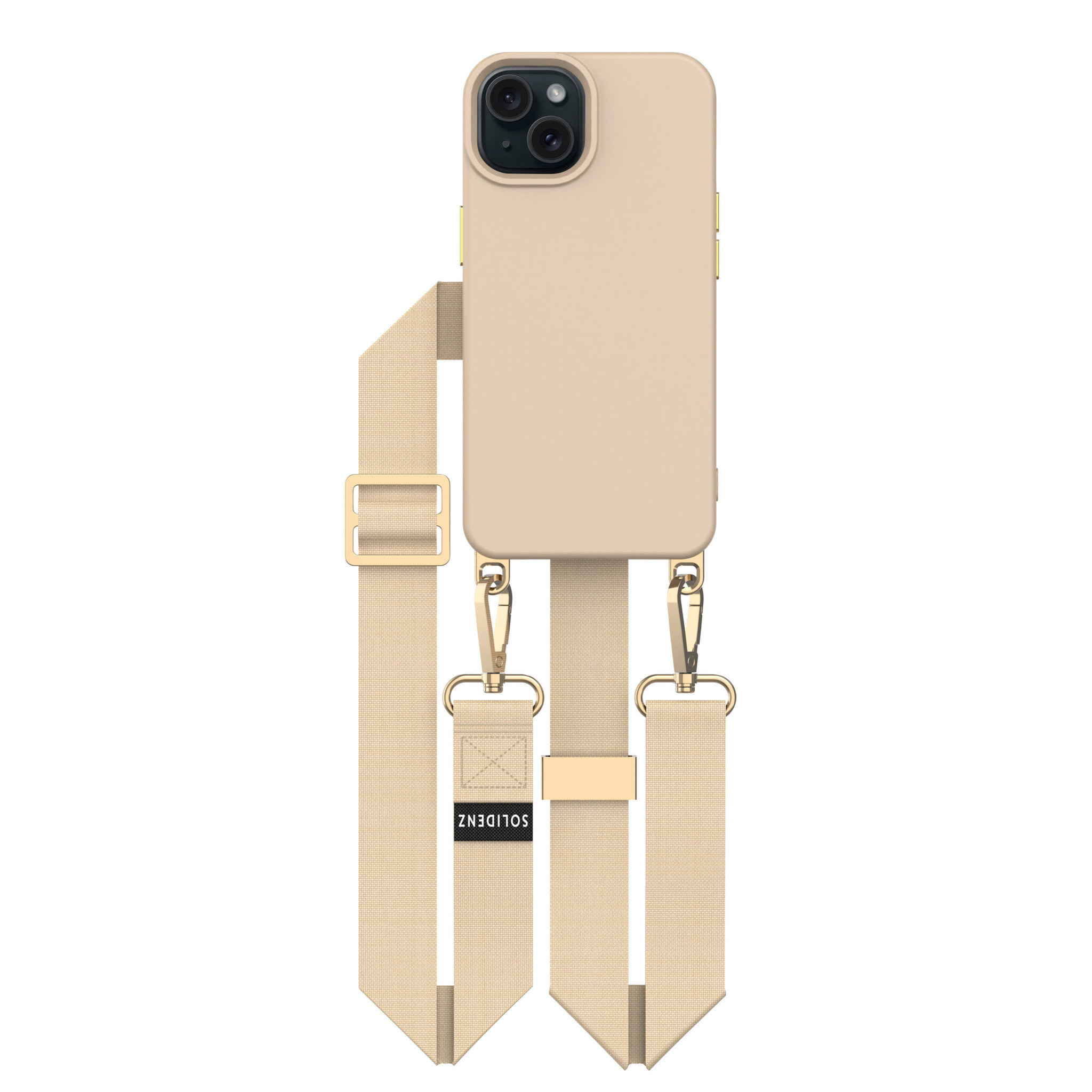 variatie Solidenz Collection iPhone 15 Plus hoesje met afneembare koord – Caramel