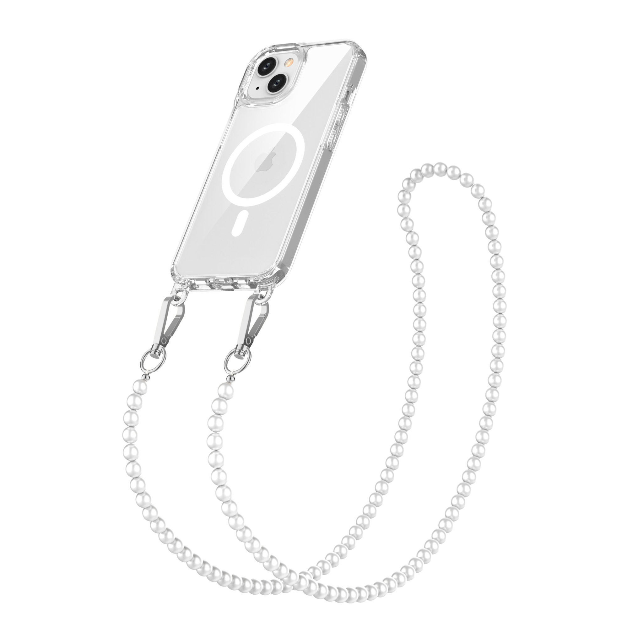 variatie Solidenz Collection iPhone 15 Plus hoesje met afneembare koord – White Pearls