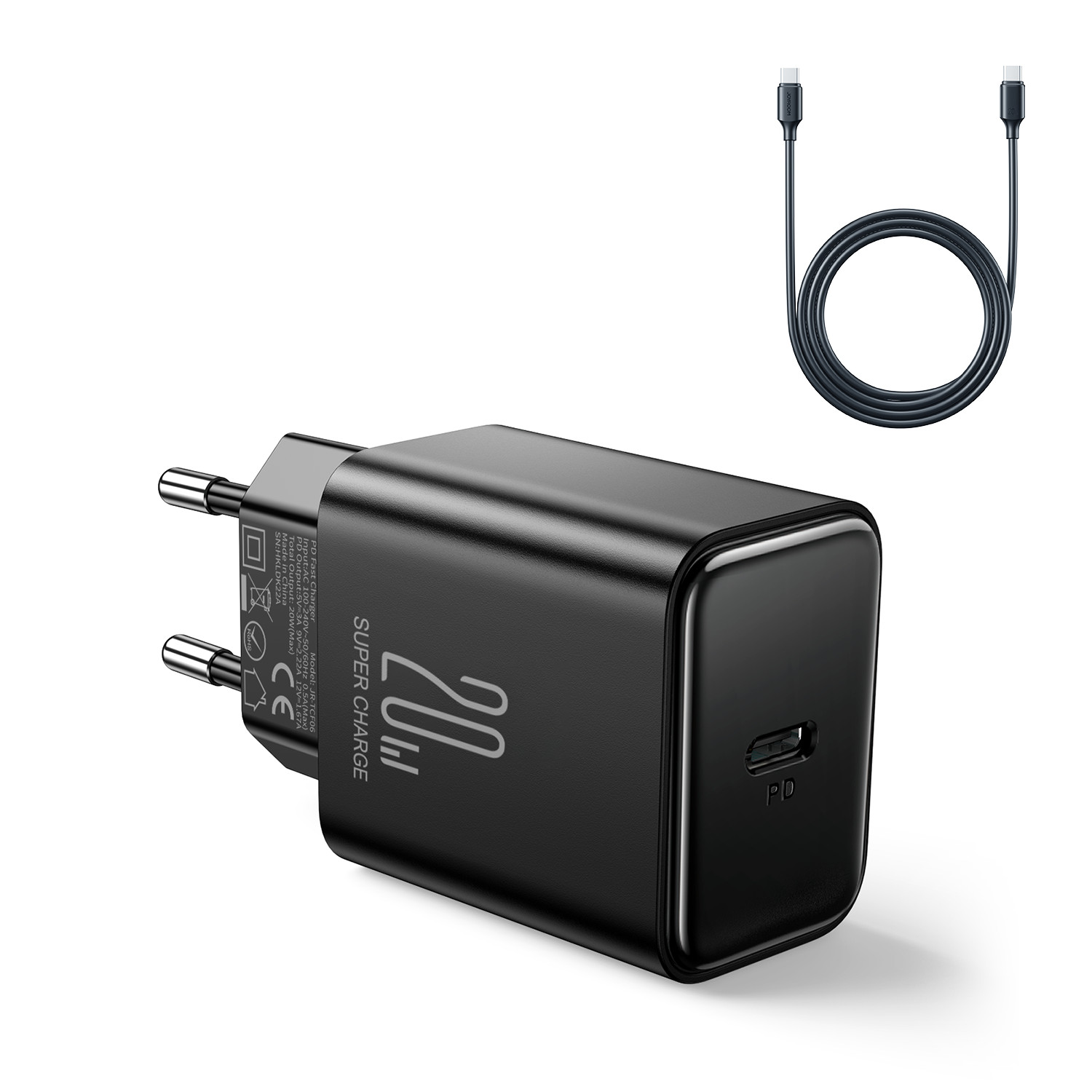 Joyroom PD 20W Oplader inclusief USB-C naar USB-C kabel - 1 Meter - Zwart 1