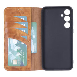 Solidenz Moda Book Samsung A55 echt leren hoesje – Lichtbruin - 1