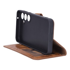 Solidenz Moda Book Samsung A55 echt leren hoesje – Lichtbruin - 4