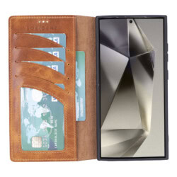 Solidenz Moda Book Samsung S24 Ultra echt leren hoesje – Lichtbruin - 3