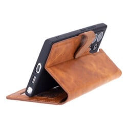 Solidenz Moda Book Samsung S24 Ultra echt leren hoesje – Lichtbruin - 4