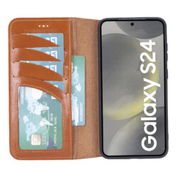 Solidenz Moda Book Samsung S24 echt leren hoesje – Bruin - 2