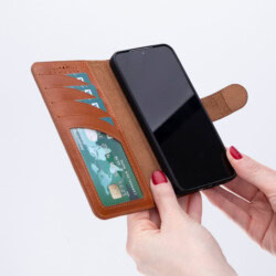 Solidenz Moda Book Samsung S24 echt leren hoesje – Bruin - 3