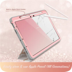 Cosmo Hoes met screen protector iPad Air 6 (M3 en M2) / Air 5 / Air 4 – 11 inch en 10.9 inch – Marmer - 8