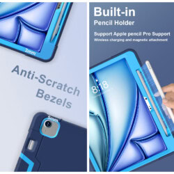 Shockproof Standcase hoes iPad Air 11 inch (M4 / M3 / M2) – iPad Air 10.9 inch (Air 5 / Air 4) – Blauw - 5