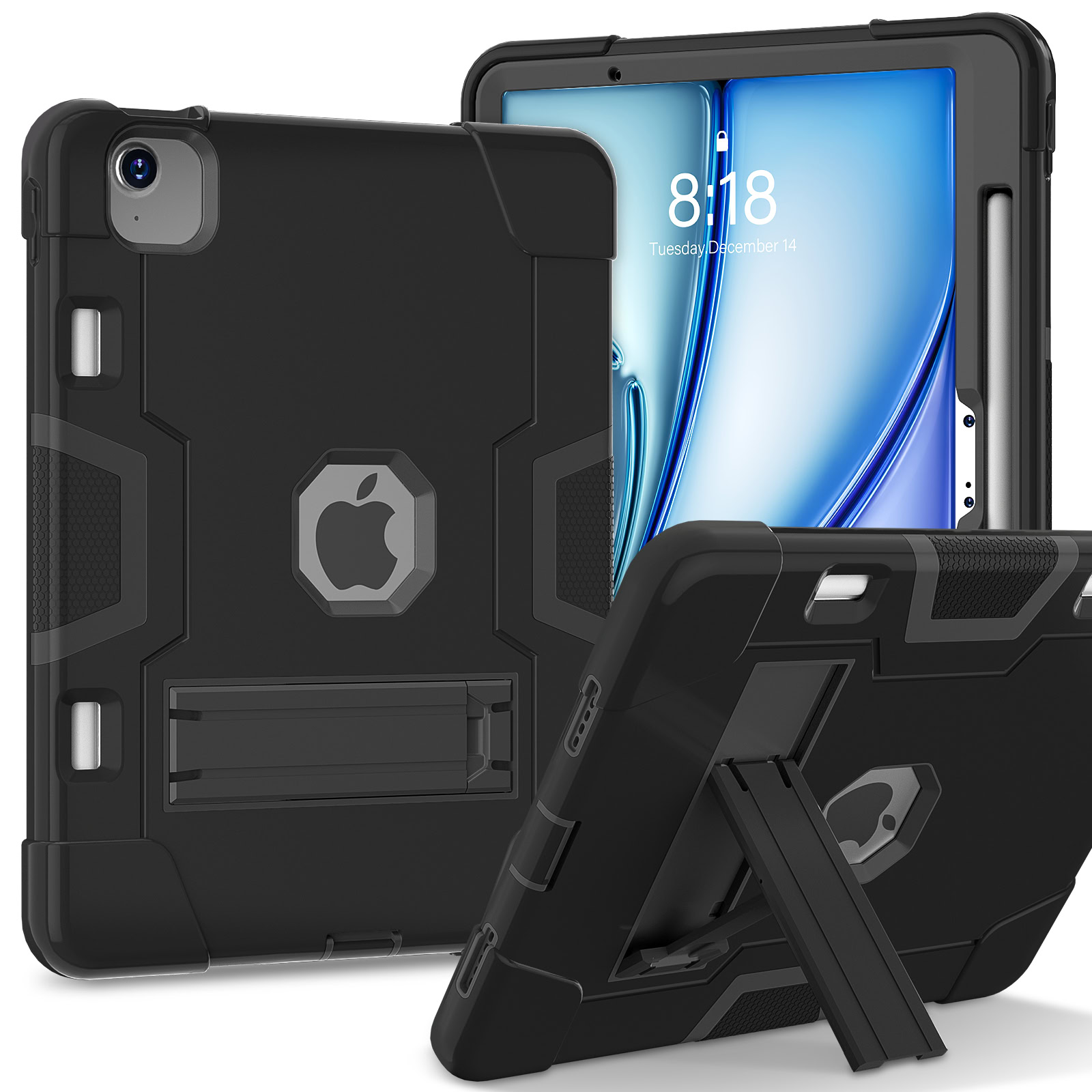 Fonu Shockproof Standcase hoes iPad Air 6 Air 5 Air 4 Pro 11” – 10.9 inch en 11 inch – Zwart 1