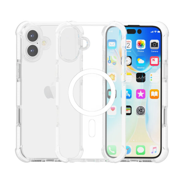 Stevig transparant iPhone 16 hoesje met magnetische werking