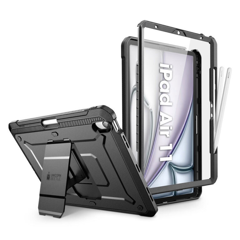 Supcase hoes met screenprotector iPad Air 11 inch (M4 / M3 / M2) - iPad Air 10.9 inch (Air 5 / Air 4) - Zwart