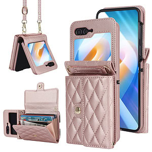 Solidenz Fashion Portemonnee hoesje met koord Samsung Galaxy Z Flip 6 - Roségoud