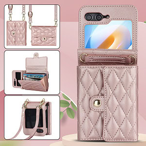 Solidenz Fashion Portemonnee hoesje met koord Samsung Galaxy Z Flip 6 – Roségoud - 9